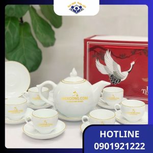 Bộ ấm chén chóp lửa in logo