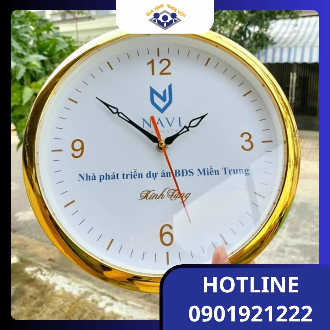 Đồng hồ vành xi mạ vàng in logo
