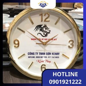 Đồng hồ vành xi mạ vàng in logo