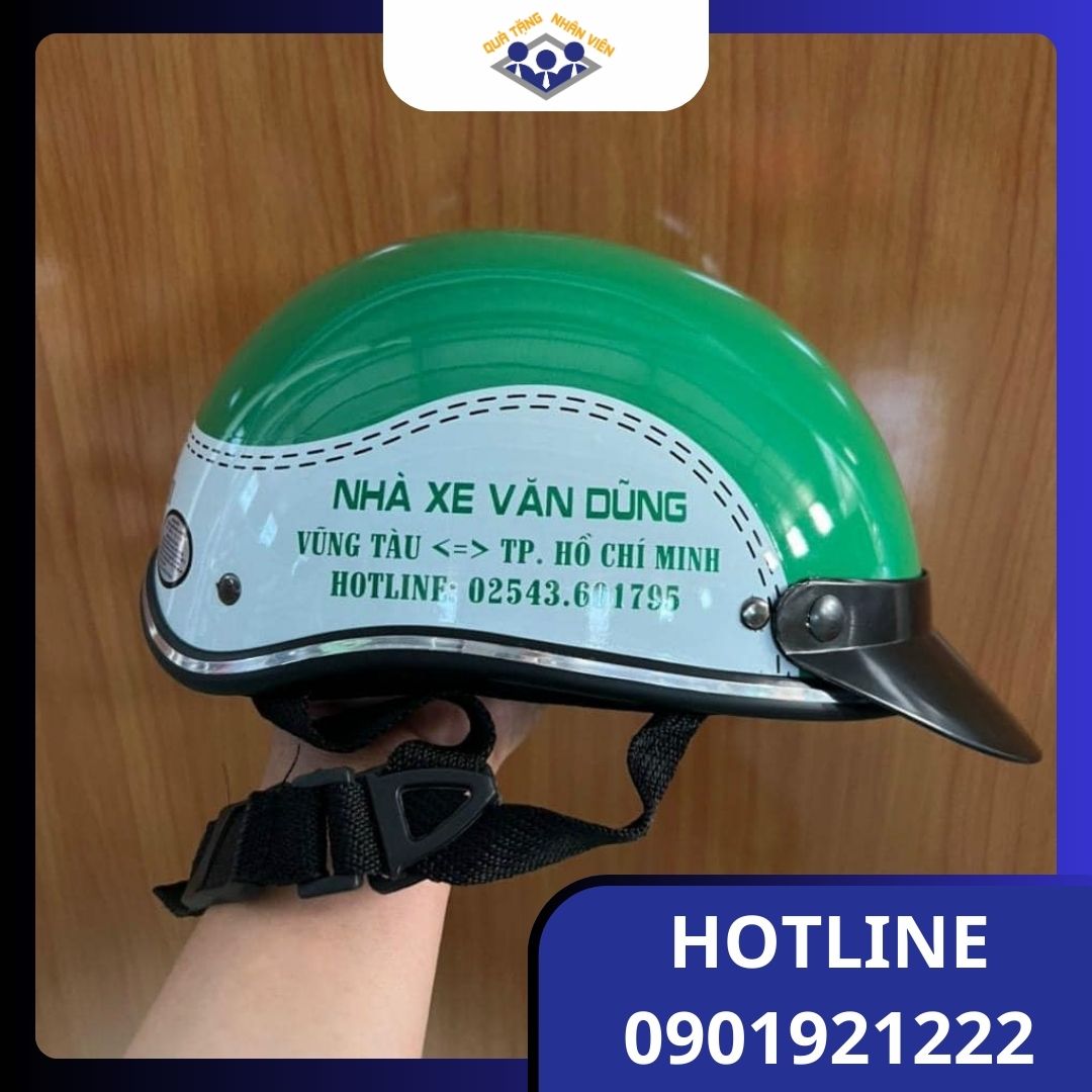 Mũ bảo hiểm giả da in logo