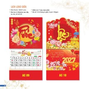 Lịch Bloc 2027 AC Mẫu AC09 (34  x  37 cm) Quà Tết Tri Ân Cán Bộ Nhân Viên in logo doanh nghiệp quà tặng Tết tại Quà Tặng Nhân Viên SG