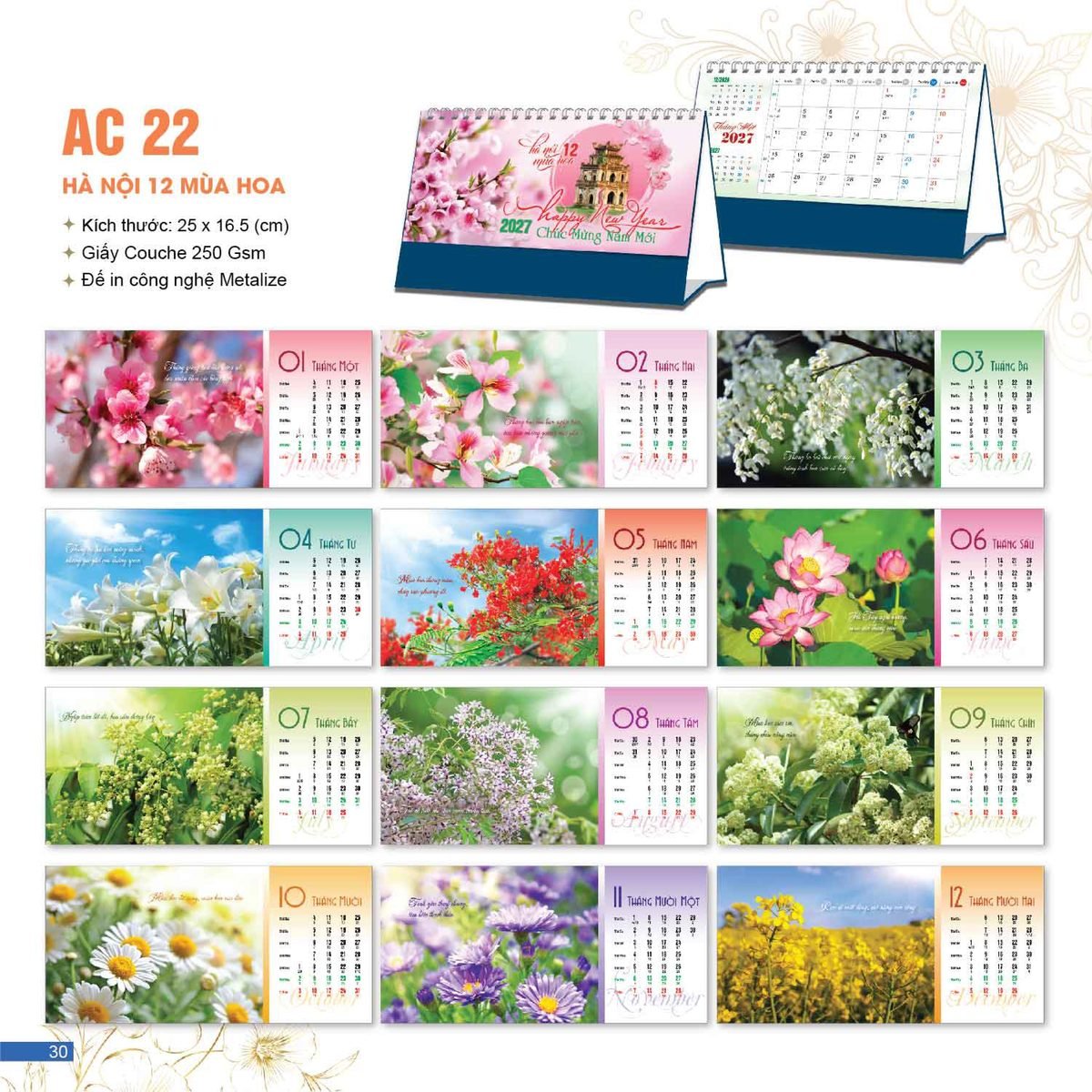 Lịch Bloc 2027 AC Mẫu AC22 - Hà Nội (25 x 16 cm) Quà Tết Tri Ân Cán Bộ Nhân Viên Lịch Bloc 2027 AC Mẫu AC22 - Hà Nội (25 x 16 cm) Quà Tết Tri Ân Cán Bộ Nhân Viên in logo doanh nghiệp quà tặng Tết tại Quà Tặng Nhân Viên SG