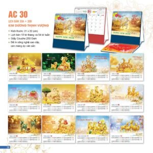 Lịch Để Bàn 2027 AC Mẫu AC30 (21 x 22 cm) Quà Tết Tri Ân Cán Bộ Nhân Viên in logo doanh nghiệp quà tặng Tết tại Quà Tặng Nhân Viên SG