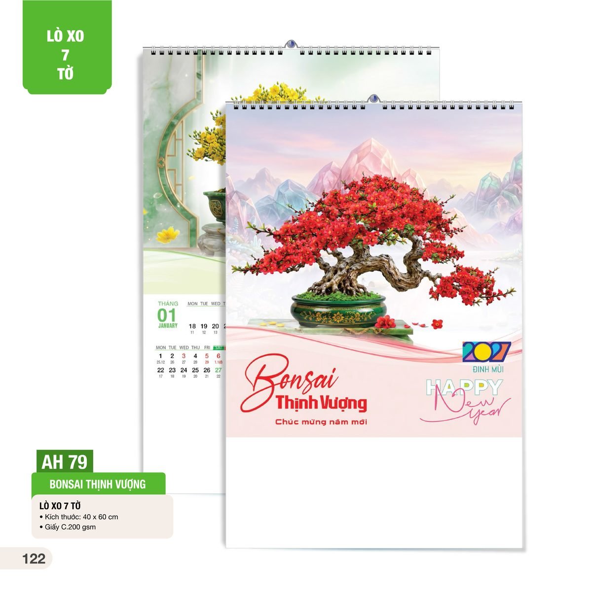 Lịch Treo Tường Lò Xo 7 Tờ 2027 AH Mẫu AH79 (40 x 60cm) Quà Tết Tri Ân Cán Bộ Nhân Viên Lịch Treo Tường Lò Xo 7 Tờ 2027 AH Mẫu AH79 (40 x 60cm) Quà Tết Tri Ân Cán Bộ Nhân Viên in logo doanh nghiệp quà tặng Tết tại Quà Tặng Nhân Viên SG
