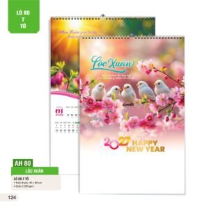 Lịch Treo Tường Lò Xo 7 Tờ 2027 AH Mẫu AH80 (40 x 60cm) Quà Tết Tri Ân Cán Bộ Nhân Viên in logo doanh nghiệp quà tặng Tết tại Quà Tặng Nhân Viên SG