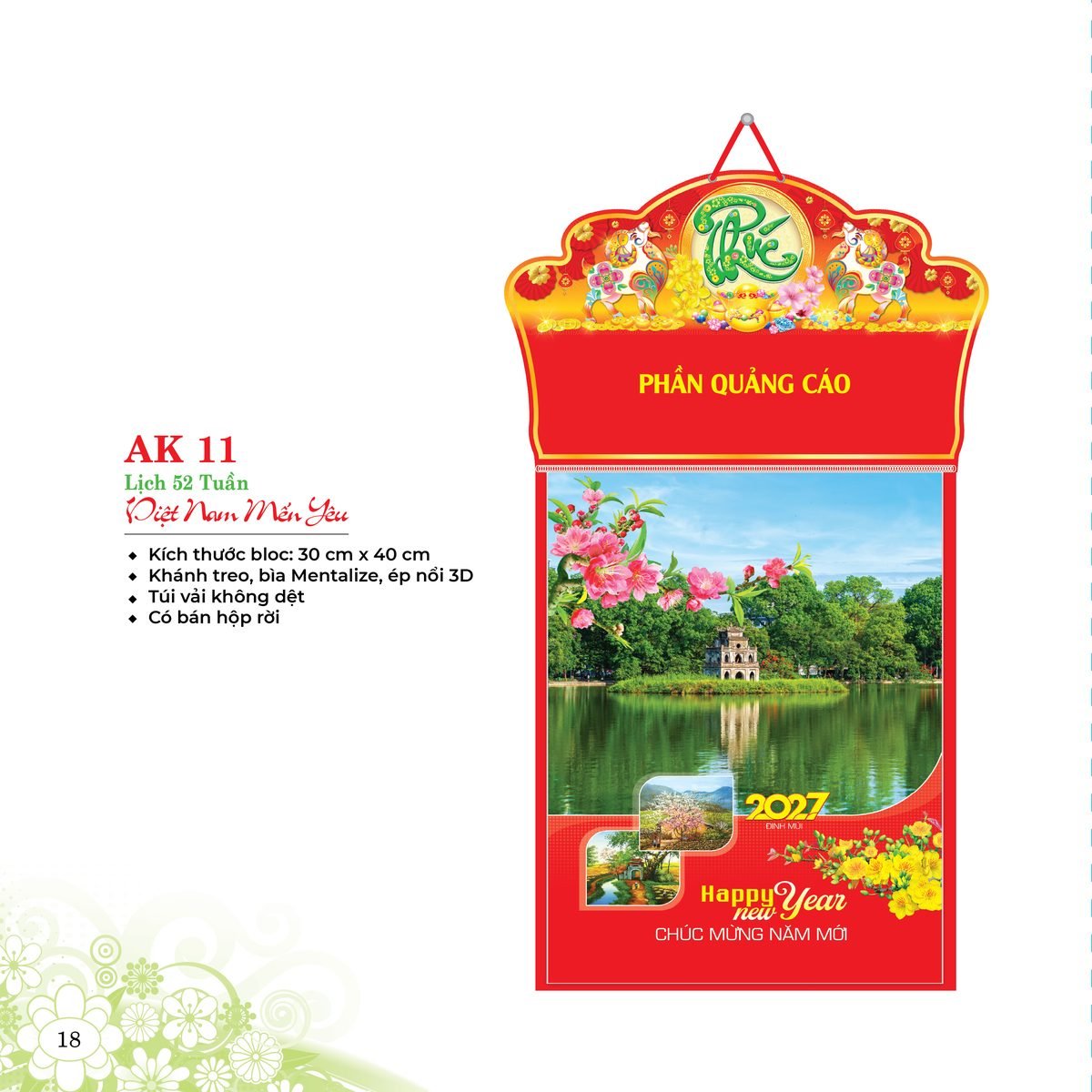 Lịch 52 Tuần 2027 AK Mẫu AK11 (31 x 42 cm) Quà Tết Tri Ân Cán Bộ Nhân Viên Lịch 52 Tuần 2027 AK Mẫu AK11 (31 x 42 cm) Quà Tết Tri Ân Cán Bộ Nhân Viên in logo doanh nghiệp quà tặng Tết tại Quà Tặng Nhân Viên SG