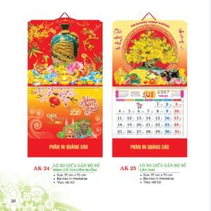 Lịch Treo Tường Lò Xo 2027 AK Mẫu AK25 (40 x 60 cm) Quà Tết Tri Ân Cán Bộ Nhân Viên in logo doanh nghiệp quà tặng Tết tại Quà Tặng Nhân Viên SG