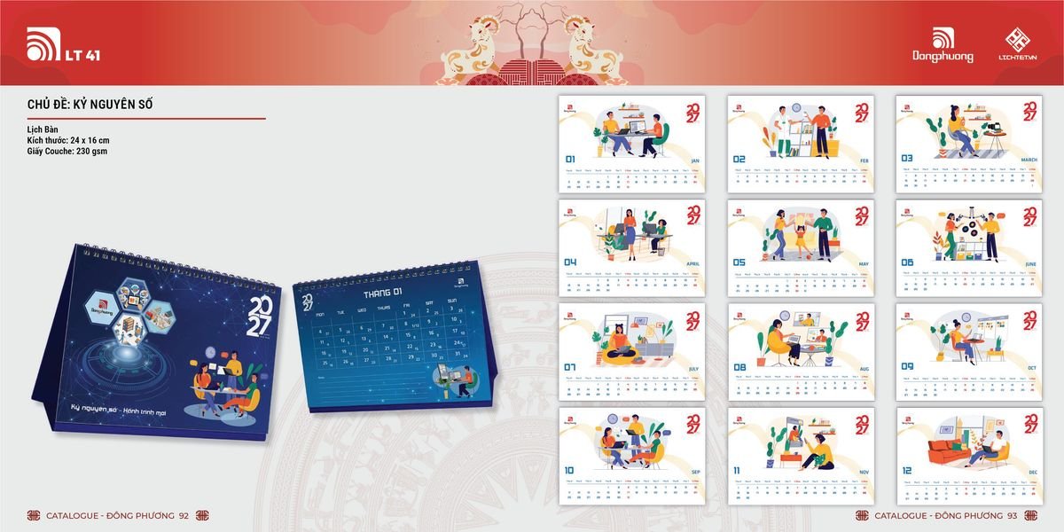 Lịch Bloc Đông Phương 2027 DP45 Quà Tết Tri Ân Cán Bộ Nhân Viên