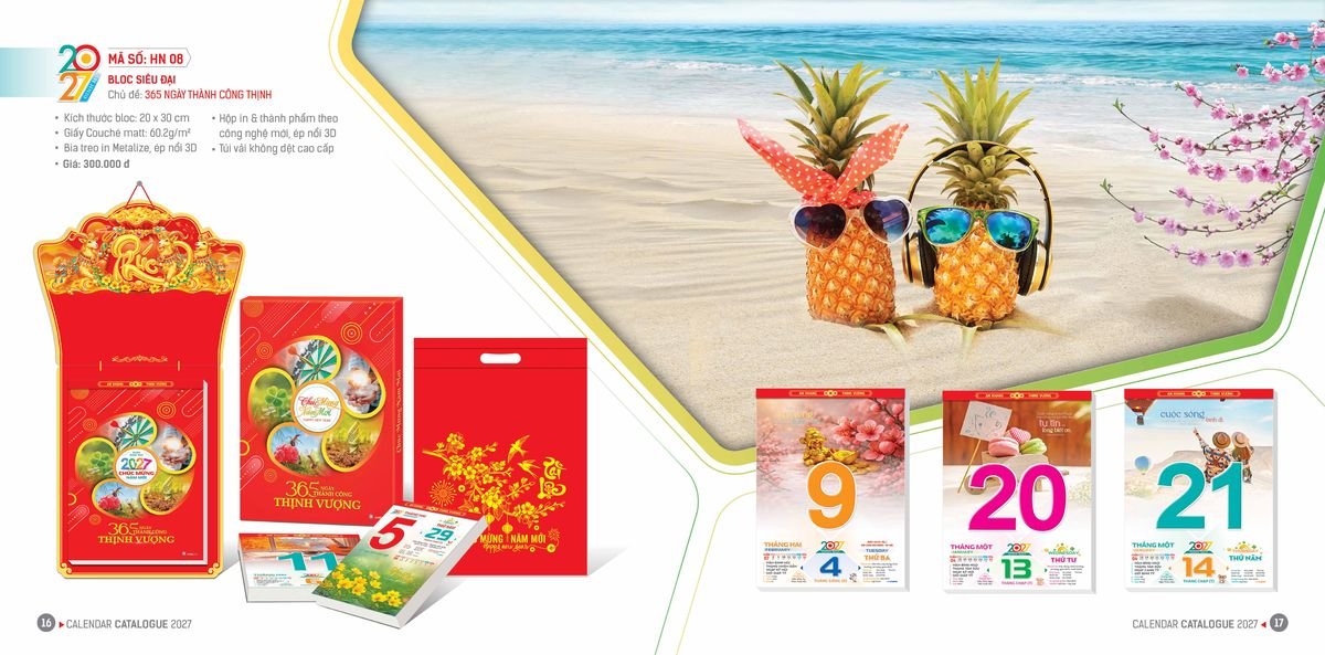 Lịch Bloc Hoa Niên 2027 Đông Phương DPHN07 Quà Tết Tri Ân Cán Bộ Nhân Viên