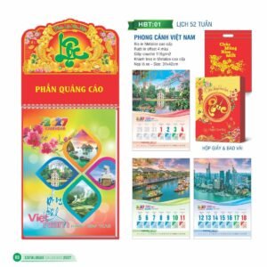 Lịch 52 Tuần 2027 HBT Mẫu HBT01 (31 x 42cm) Quà Tết Tri Ân Cán Bộ Nhân Viên in logo doanh nghiệp quà tặng Tết tại Quà Tặng Nhân Viên SG