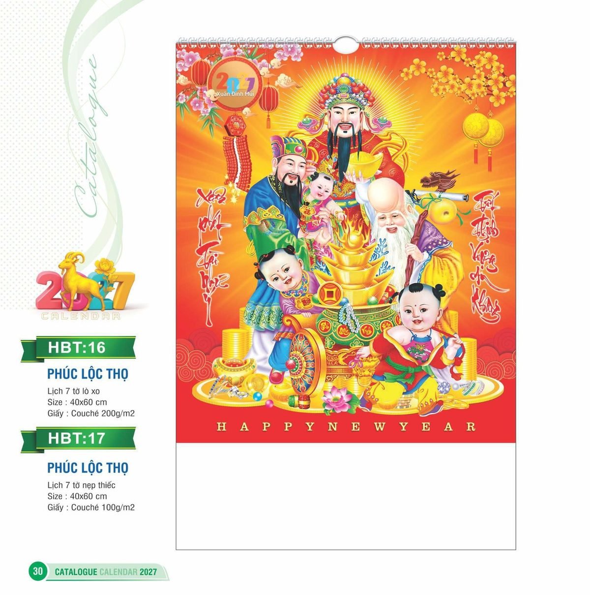 Lịch Treo Tường Lò Xo 2027 HBT Mẫu HBT17 - Phúc Lộc Thọ (40 x 60cm) Quà Tết Tri Ân Cán Bộ Nhân Viên Lịch Treo Tường Lò Xo 2027 HBT Mẫu HBT17 - Phúc Lộc Thọ (40 x 60cm) Quà Tết Tri Ân Cán Bộ Nhân Viên in logo doanh nghiệp quà tặng Tết tại Quà Tặng Nhân Viên SG