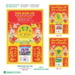 Lịch Bìa Treo 2027 HBT Mẫu HBT191 (29 x 41 cm) Quà Tết Tri Ân Cán Bộ Nhân Viên in logo doanh nghiệp quà tặng Tết tại Quà Tặng Nhân Viên SG