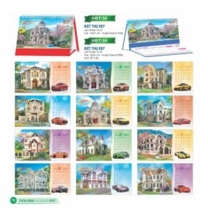 Lịch Bàn Chữ M (Có Note 52 Tuần) 2027 HBT Mẫu HBT61 (16 x 24cm) Quà Tết Tri Ân Cán Bộ Nhân Viên in logo doanh nghiệp quà tặng Tết tại Quà Tặng Nhân Viên SG