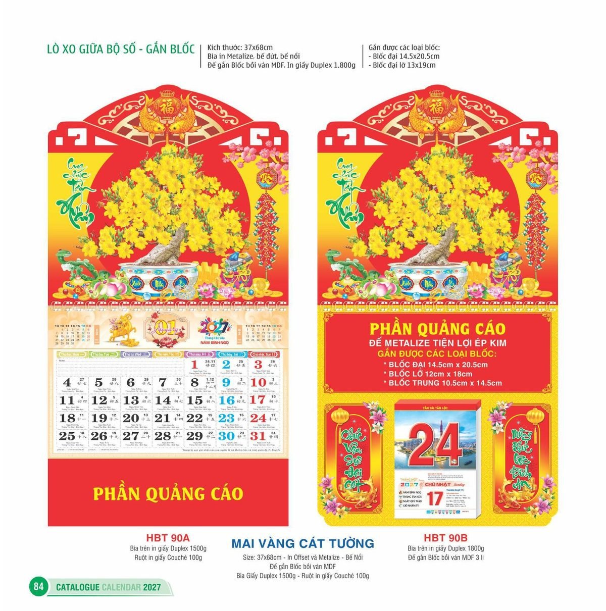 Lịch Treo Tường Lò Xo 2027 HBT Mẫu HBT90A (11 x 12 cm) Quà Tết Tri Ân Cán Bộ Nhân Viên Lịch Treo Tường Lò Xo 2027 HBT Mẫu HBT90A (11 x 12 cm) Quà Tết Tri Ân Cán Bộ Nhân Viên in logo doanh nghiệp quà tặng Tết tại Quà Tặng Nhân Viên SG