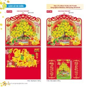 Lịch Treo Tường Lò Xo 2027 HT Mẫu HT29 - Phúc Lộc Thọ (37 x 68cm) Quà Tết Tri Ân Cán Bộ Nhân Viên in logo doanh nghiệp quà tặng Tết tại Quà Tặng Nhân Viên SG