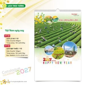 Lịch Treo Tường 2027 HT Mẫu HT39 (40 x 60cm) Quà Tết Tri Ân Cán Bộ Nhân Viên in logo doanh nghiệp quà tặng Tết tại Quà Tặng Nhân Viên SG