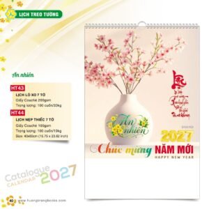 Lịch Treo Tường 2027 HT Mẫu HT43 (40 x 60cm) Quà Tết Tri Ân Cán Bộ Nhân Viên in logo doanh nghiệp quà tặng Tết tại Quà Tặng Nhân Viên SG