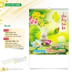Lịch Treo Tường 2027 HT Mẫu HT45 (40 x 60cm) Quà Tết Tri Ân Cán Bộ Nhân Viên in logo doanh nghiệp quà tặng Tết tại Quà Tặng Nhân Viên SG