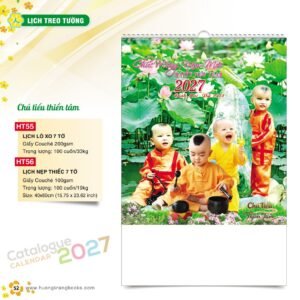 Lịch Bloc 2027 HT Mẫu HT55 (29 x 41 cm) Quà Tết Tri Ân Cán Bộ Nhân Viên in logo doanh nghiệp quà tặng Tết tại Quà Tặng Nhân Viên SG