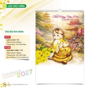 Lịch Treo Tường 2027 HT Mẫu HT57 (40 x 60cm) Quà Tết Tri Ân Cán Bộ Nhân Viên in logo doanh nghiệp quà tặng Tết tại Quà Tặng Nhân Viên SG