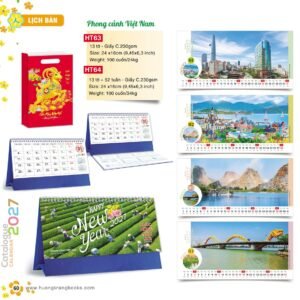 Lịch Để Bàn 2027 HT Mẫu HT63 (24 x 16cm) Quà Tết Tri Ân Cán Bộ Nhân Viên in logo doanh nghiệp quà tặng Tết tại Quà Tặng Nhân Viên SG
