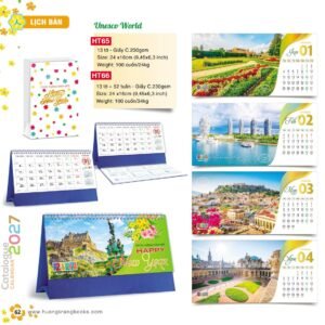 Lịch Để Bàn 2027 HT Mẫu HT65 (24 x 16cm) Quà Tết Tri Ân Cán Bộ Nhân Viên in logo doanh nghiệp quà tặng Tết tại Quà Tặng Nhân Viên SG