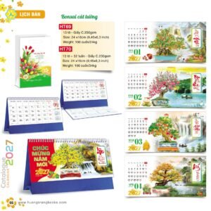 Lịch Để Bàn 2027 HT Mẫu HT69 (24 x 16cm) Quà Tết Tri Ân Cán Bộ Nhân Viên in logo doanh nghiệp quà tặng Tết tại Quà Tặng Nhân Viên SG