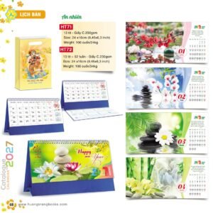 Lịch Để Bàn 2027 HT Mẫu HT71 (24 x 16cm) Quà Tết Tri Ân Cán Bộ Nhân Viên in logo doanh nghiệp quà tặng Tết tại Quà Tặng Nhân Viên SG