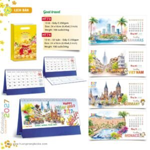 Lịch Để Bàn 2027 HT Mẫu HT73 (24 x 16cm) Quà Tết Tri Ân Cán Bộ Nhân Viên in logo doanh nghiệp quà tặng Tết tại Quà Tặng Nhân Viên SG