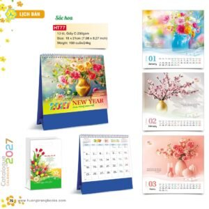 Lịch Để Bàn 2027 HT Mẫu HT77 (18 x 21cm) Quà Tết Tri Ân Cán Bộ Nhân Viên in logo doanh nghiệp quà tặng Tết tại Quà Tặng Nhân Viên SG