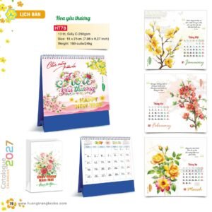 Lịch Để Bàn 2027 HT Mẫu HT78 (18 x 21cm) Quà Tết Tri Ân Cán Bộ Nhân Viên in logo doanh nghiệp quà tặng Tết tại Quà Tặng Nhân Viên SG