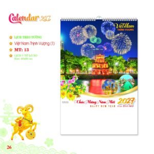Lịch Treo Tường Lò Xo 2027 MT Mẫu MT13 (40 x 60cm) Quà Tết Tri Ân Cán Bộ Nhân Viên in logo doanh nghiệp quà tặng Tết tại Quà Tặng Nhân Viên SG