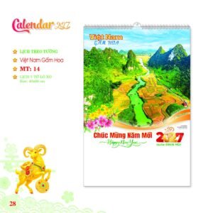 Lịch Treo Tường Lò Xo 2027 MT Mẫu MT14 (40 x 60cm) Quà Tết Tri Ân Cán Bộ Nhân Viên in logo doanh nghiệp quà tặng Tết tại Quà Tặng Nhân Viên SG