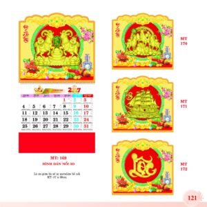 Lịch Treo Tường Lò Xo 2027 MT Mẫu MT169 (37 x 68cm) Quà Tết Tri Ân Cán Bộ Nhân Viên in logo doanh nghiệp quà tặng Tết tại Quà Tặng Nhân Viên SG