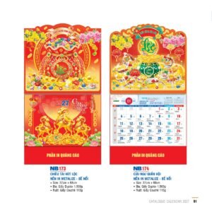Lịch Bìa Treo 2027 NB Mẫu NB174 (29 x 41 cm) Quà Tết Tri Ân Cán Bộ Nhân Viên in logo doanh nghiệp quà tặng Tết tại Quà Tặng Nhân Viên SG