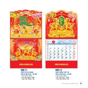 Lịch Bìa Treo 2027 NB Mẫu NB178 (29 x 41 cm) Quà Tết Tri Ân Cán Bộ Nhân Viên in logo doanh nghiệp quà tặng Tết tại Quà Tặng Nhân Viên SG