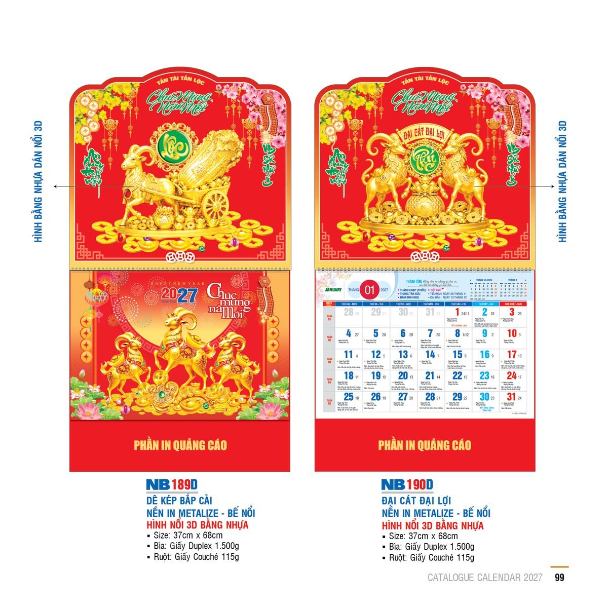 Lịch Bìa Treo 2027 NB Mẫu NB189D (29 x 41 cm) Quà Tết Tri Ân Cán Bộ Nhân Viên Lịch Bìa Treo 2027 NB Mẫu NB189D (29 x 41 cm) Quà Tết Tri Ân Cán Bộ Nhân Viên in logo doanh nghiệp quà tặng Tết tại Quà Tặng Nhân Viên SG