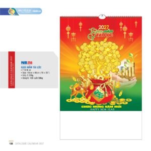 Lịch Treo Tường Lò Xo 2027 NB Mẫu NB256 (16 x 25 cm) Quà Tết Tri Ân Cán Bộ Nhân Viên in logo doanh nghiệp quà tặng Tết tại Quà Tặng Nhân Viên SG