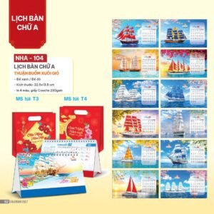 Lịch Bàn Chữ A 2027 NHA Mẫu NHA104 - Thuận Buồm Xuôi Gió (17 x 19 cm) Quà Tết Tri Ân Cán Bộ Nhân Viên in logo doanh nghiệp quà tặng Tết tại Quà Tặng Nhân Viên SG