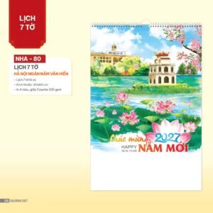 Lịch Treo Tường Lò Xo 2027 NHA Mẫu NHA80 (40 x 60cm) Quà Tết Tri Ân Cán Bộ Nhân Viên in logo doanh nghiệp quà tặng Tết tại Quà Tặng Nhân Viên SG