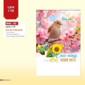 Lịch Treo Tường Lò Xo 2027 NHA Mẫu NHA83 (40 x 60cm) Quà Tết Tri Ân Cán Bộ Nhân Viên in logo doanh nghiệp quà tặng Tết tại Quà Tặng Nhân Viên SG