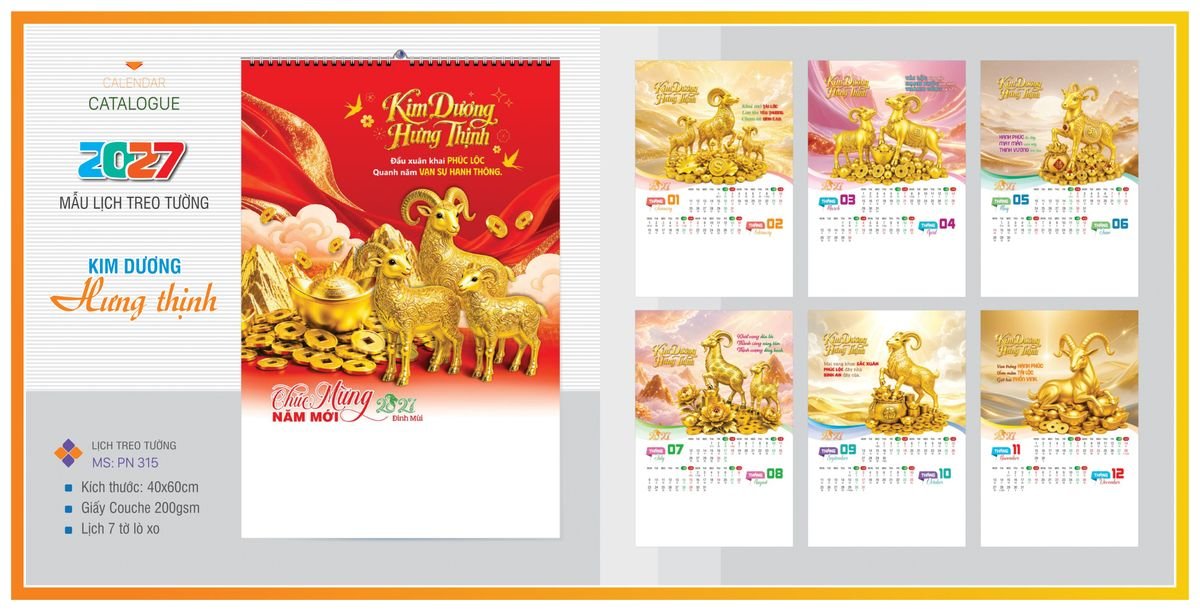 Lịch 7 Tờ Lò Xo TPNLX05 Quà Tết Tri Ân Cán Bộ Nhân Viên Lịch 7 Tờ Lò Xo TPNLX05 Quà Tết Tri Ân Cán Bộ Nhân Viên