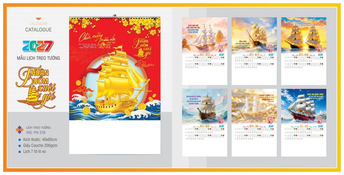 Lịch 7 Tờ Lò Xo TPNLX08 Quà Tết Tri Ân Cán Bộ Nhân Viên Lịch 7 Tờ Lò Xo TPNLX08 Quà Tết Tri Ân Cán Bộ Nhân Viên