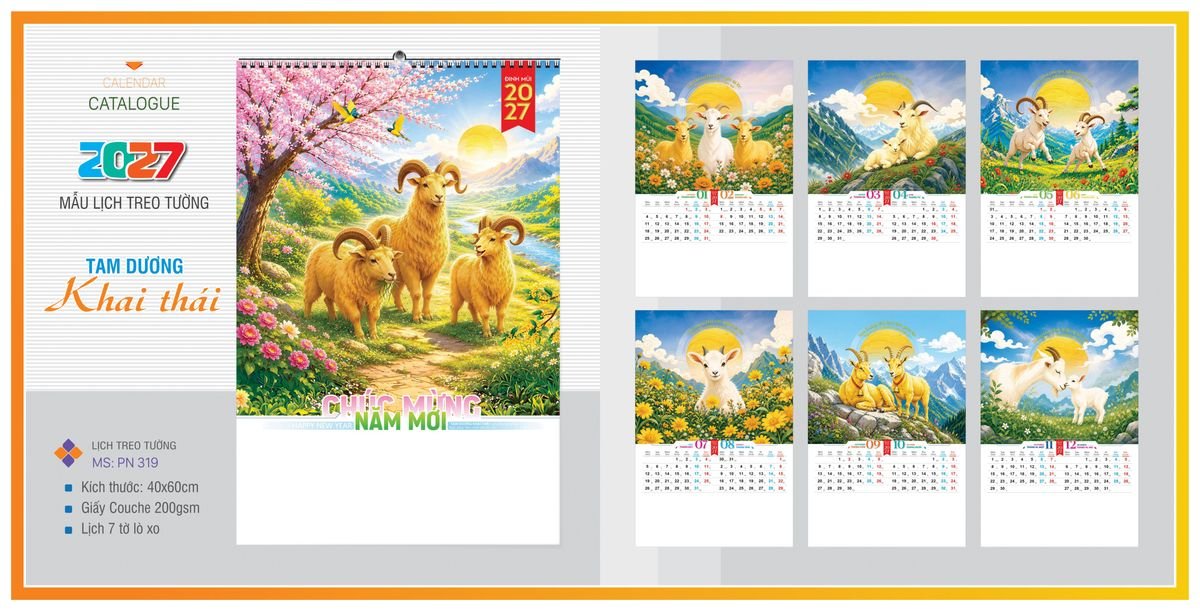Lịch 7 Tờ Lò Xo TPNLX09 Quà Tết Tri Ân Cán Bộ Nhân Viên Lịch 7 Tờ Lò Xo TPNLX09 Quà Tết Tri Ân Cán Bộ Nhân Viên
