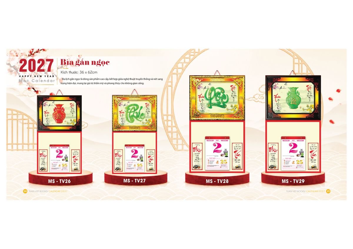 Lịch Bìa Treo Gắn Bloc 2027 Tuấn Việt TV18 Quà Tết Tri Ân Cán Bộ Nhân Viên Lịch Bìa Treo Gắn Bloc 2027 Tuấn Việt TV18 Quà Tết Tri Ân Cán Bộ Nhân Viên